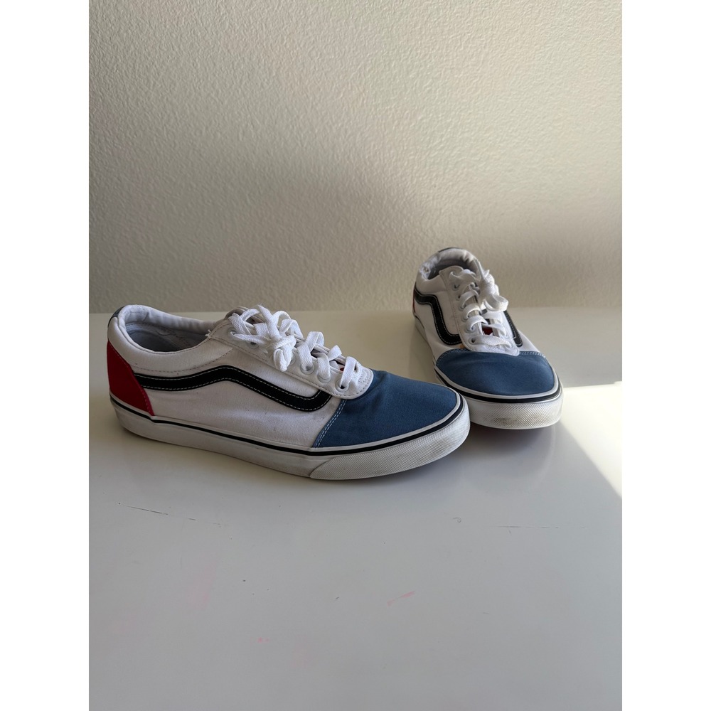 Vans Ward Low Top Sneakers Red White Blue Colorblock Skate Shoes
